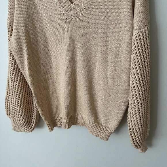 Summum Woman Amsterdam Beige Cotton Blend V-Neck Sweater Women's Size Large - Picture 2 of 10